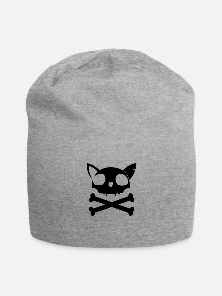 death cat - Jersey-Beanie - Grau meliert