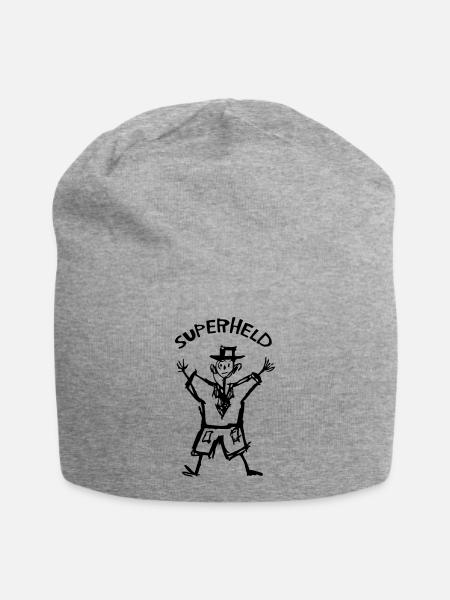 Kinderzeichnung Superheld - Jersey-Beanie - Grau meliert