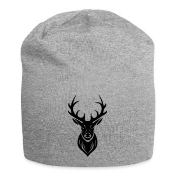 Hirsch Geweih - Jersey-Beanie - Grau meliert - Vorne