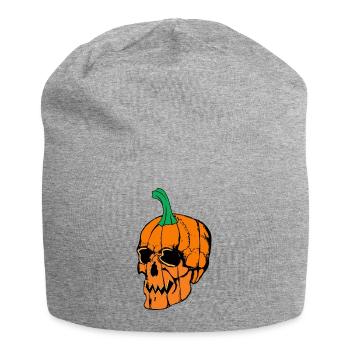 citrouille crâne Halloween - Bonnet en jersey - gris chiné - Devant