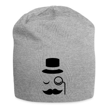 Monsieur moustache verres cylindriques monocle barbe - Bonnet en jersey - gris chiné - Devant