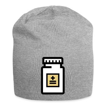 Tablettendose für Pillen und Medikamente - Jersey-Beanie - Grau meliert - Vorne