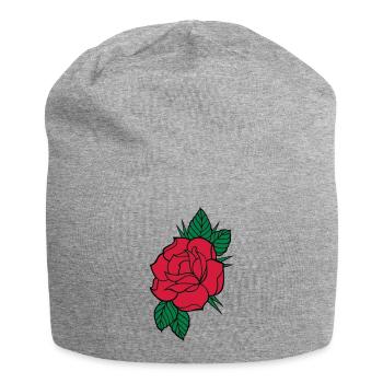 Rose - Dreifarbig - Jersey-Beanie - Grau meliert - Vorne
