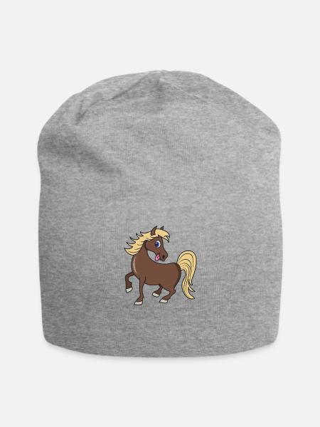 Niedliches Pferd Pony - Jersey-Beanie - Grau meliert
