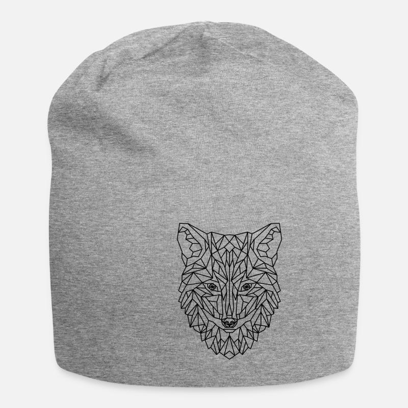 Fuchs Wolf Hund Geometric - Jersey-Beanie - Grau meliert