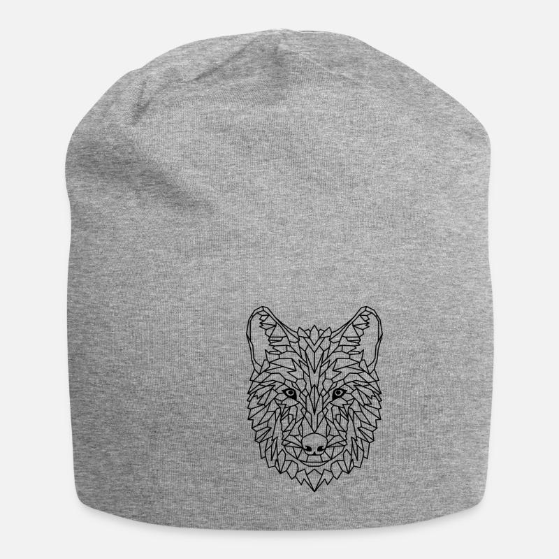Wolf geometrisch - Jersey-Beanie - Grau meliert