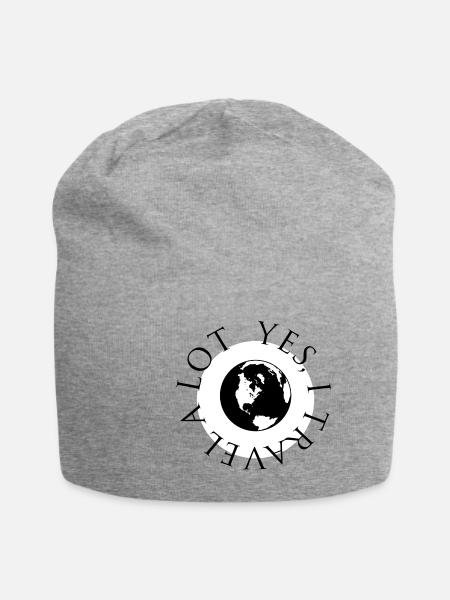 Traveler, yes I travel a lot - Ja, ich reise viel - Jersey-Beanie - Grau meliert
