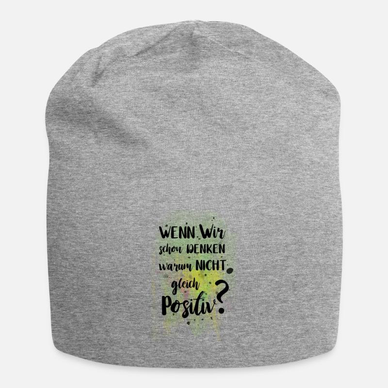 Positiv Denken - Jersey-Beanie - Grau meliert