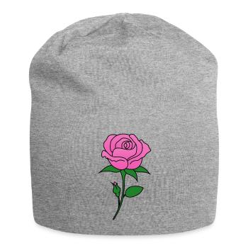 Rose rose - Bonnet en jersey - gris chiné - Devant
