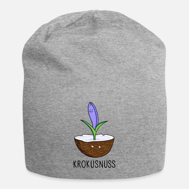 Kokosnuss mit Krokus - Jersey-Beanie - Grau meliert