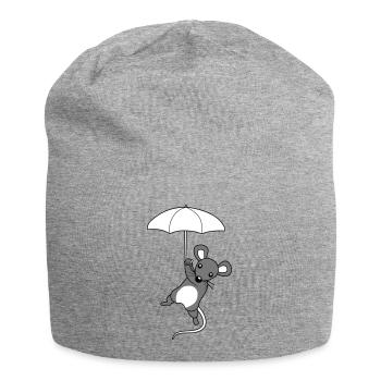 Niedliche fliegende Maus - Jersey-Beanie - Grau meliert - Vorne