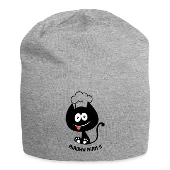 Chat gourmand ! Humour de chat toque cuisinier - Bonnet en jersey - gris chiné - Devant