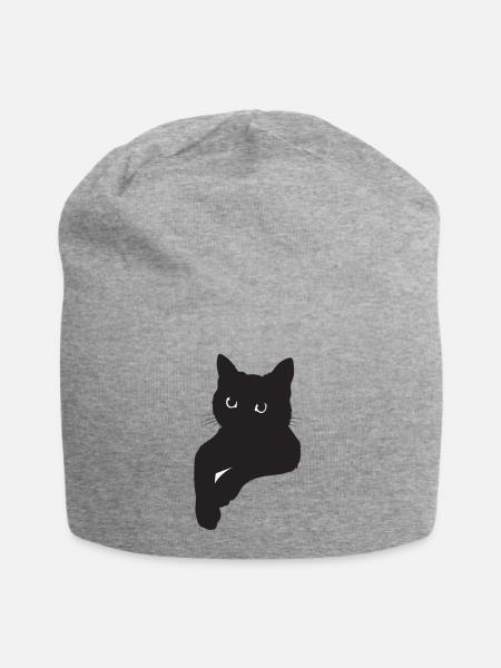 Schwarze Katze Pose - Jersey-Beanie - Grau meliert