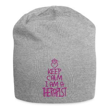Keep Calm Therapeut cool Therapeut Geschenk - Jersey-Beanie - Grau meliert - Vorne