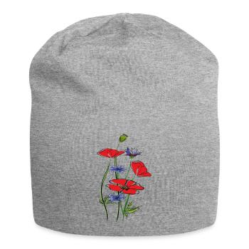 Mohnblumen und Kornblumen im Sommer - Jersey-Beanie - Grau meliert - Vorne