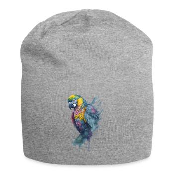 Captivating Watercolor Painting of a Parrot - Jersey Beanie - heather grey - Front