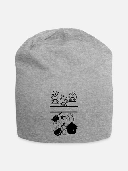 Spülmaschinenlogo mit Platz für den eigenen Namen - Jersey-Beanie - Grau meliert