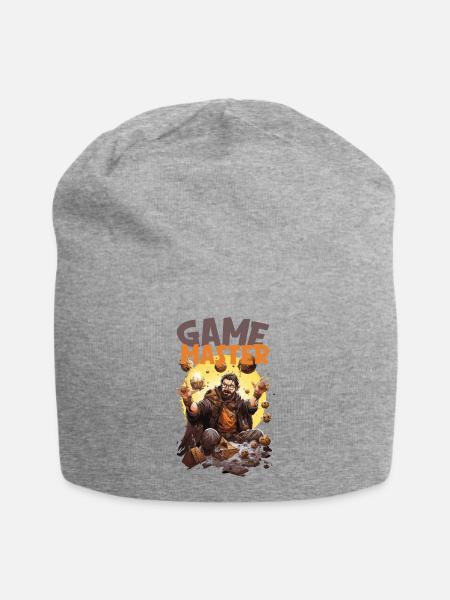 Spielleiter mit fliegenden Würfeln – RPG Nerd - Jersey-Beanie - Grau meliert