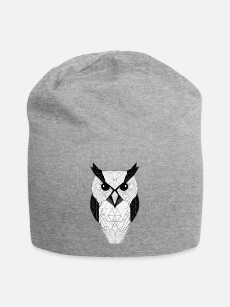 Eule - Jersey-Beanie - Grau meliert
