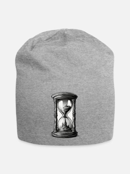 Sanduhr / Zeitmesser / Antik /Sandkörner / Ablauf - Jersey-Beanie - Grau meliert