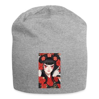 Schönes Kabuki-Gesicht | Orientalische Kunst - Jersey-Beanie - Grau meliert - Vorne