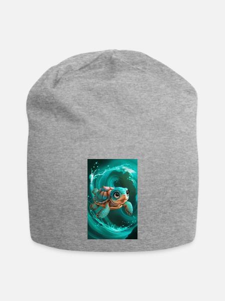 Kleine Schildkröte - Jersey-Beanie - Grau meliert
