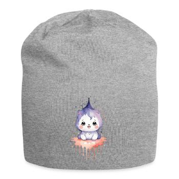 Charmant animal kawaii aquarelle - Bonnet en jersey - gris chiné - Devant