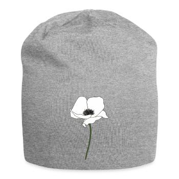 mohnblume weiss - Jersey-Beanie - Grau meliert - Vorne