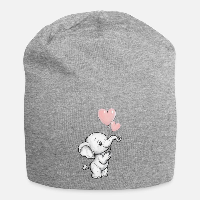 Éléphant avec des ballons en forme de cœur - Bonnet en jersey - gris chiné