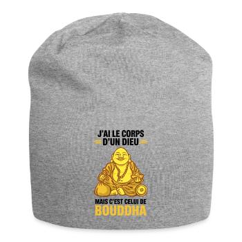 T-shirt humour Bouddha Corps d’un dieu - Bonnet en jersey - gris chiné - Devant