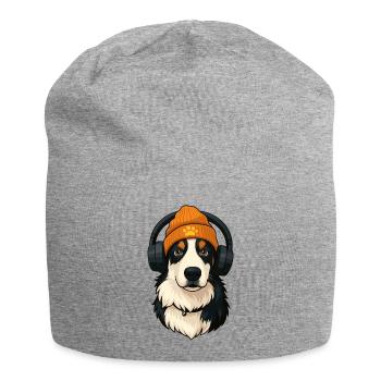 Berger australien avec casquette et casque - Bonnet en jersey - gris chiné - Devant