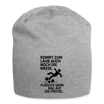 laub nässe herbst spruch - Jersey-Beanie - Grau meliert - Vorne
