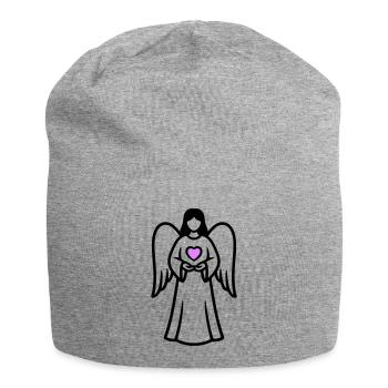 Angel-Couple-with-Heart-Pictogram-3 - Jersey Beanie - heather grey - Front
