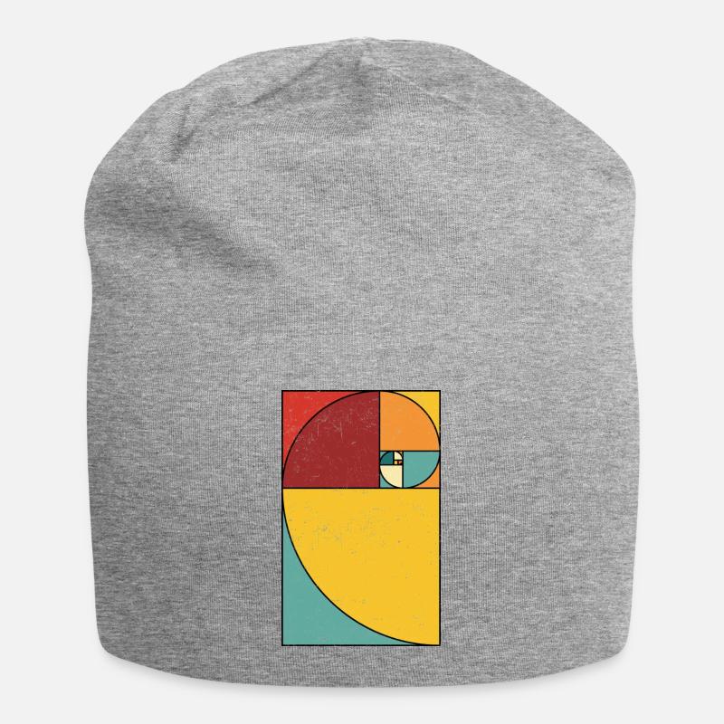 Fibonacci Spiral Geometry Art - Jersey Beanie - heather grey