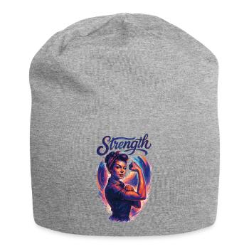 Strength Strong Woman Rockabilly Girl Power Gift - Jersey Beanie - heather grey - Front