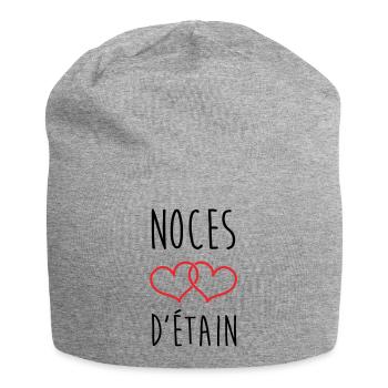 Zinnhochzeit 10 Jahre Hochzeit - Jersey-Beanie - Grau meliert - Vorne
