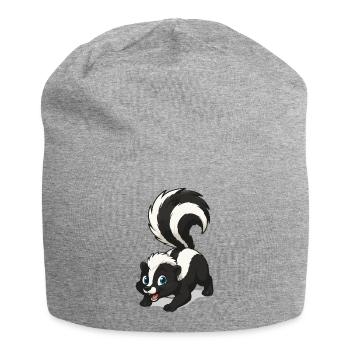 Petite moufette à queue duveteuse - Bonnet en jersey - gris chiné - Devant