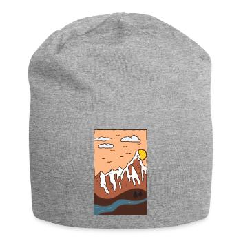 Mountain Landscape Sunset - Jersey Beanie - heather grey - Front