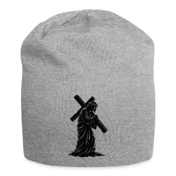 Cross silhouette of devotion - Jersey Beanie - heather grey - Front