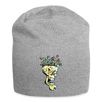 Explosiver Candy Skull - Jersey-Beanie - Grau meliert - Vorne