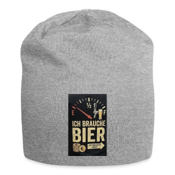 Ich brauche Bier – Bier-Gauge Humor - Jersey-Beanie - Grau meliert - Vorne