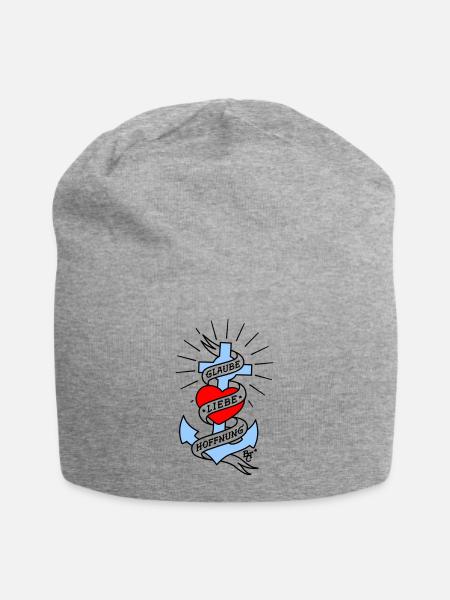 Glaube Liebe Hoffnung tall colored - Jersey-Beanie - Grau meliert