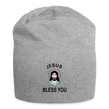 Jesus Christ bless you Bible Church Gift Idea - Jersey Beanie - heather grey - Front
