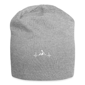 Heartbeat Skier Mountains EKG Skiing Pulse Wint - Bonnet en jersey - gris chiné - Devant