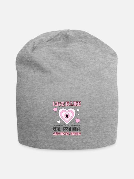 Liebe ist wie Pi real Irrational und nie endend - Jersey-Beanie - Grau meliert