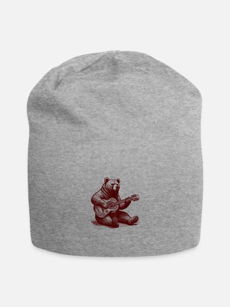Bär Spielt Gitarre Lustiges wildes Tier Gitarrist - Jersey-Beanie - Grau meliert