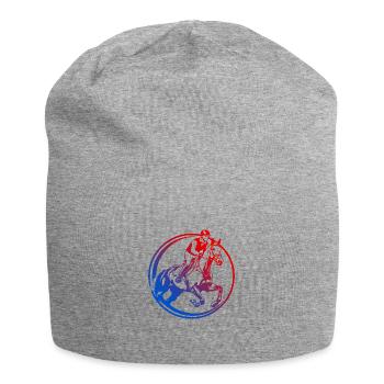 Silhouette de cheval d’équitation coloré - Bonnet en jersey - gris chiné - Devant