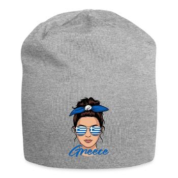 Greek Girl Woman Flag Greece - Jersey Beanie - heather grey - Front