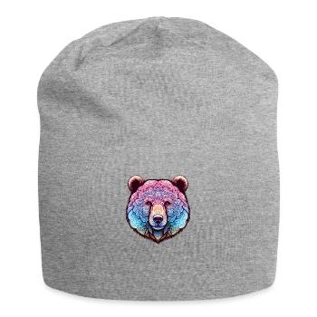 Mystisches Bärenmandala - Jersey-Beanie - Grau meliert - Vorne