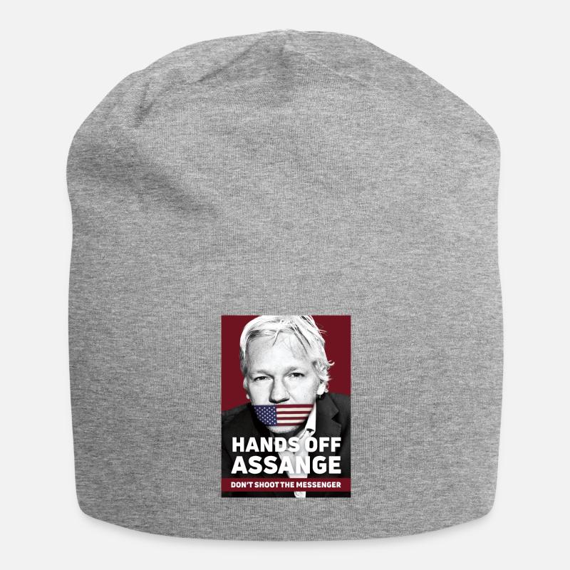 Hands Off Assange - Ne tirez pas sur le Messenger - Bonnet en jersey - gris chiné